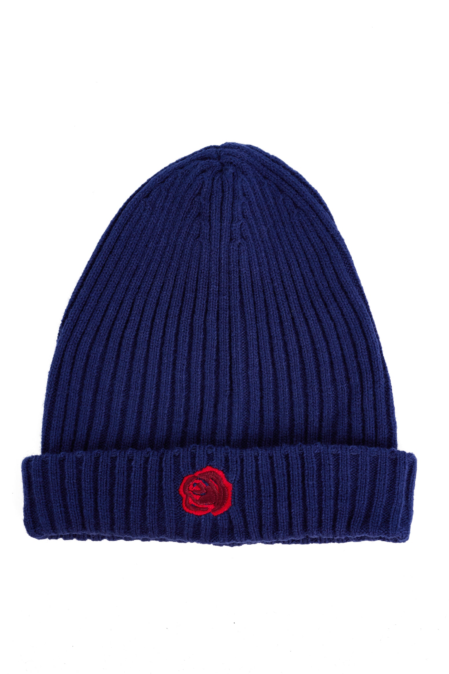 BEANIE 'ROSE WOOL' - MARINEBLÅ