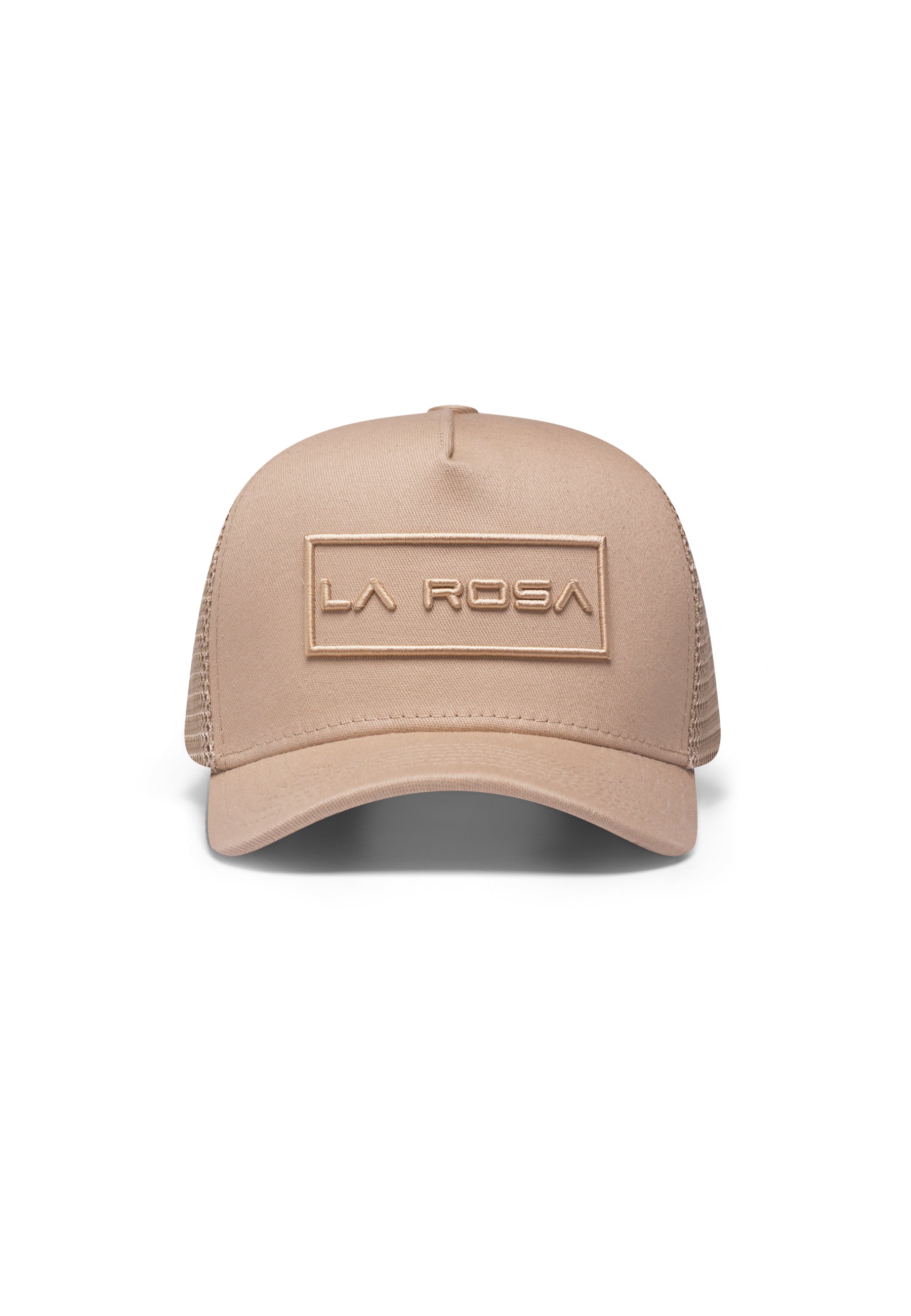 LA ROSA BADGE TRUCKER BASEBALL CAP - BEIGE