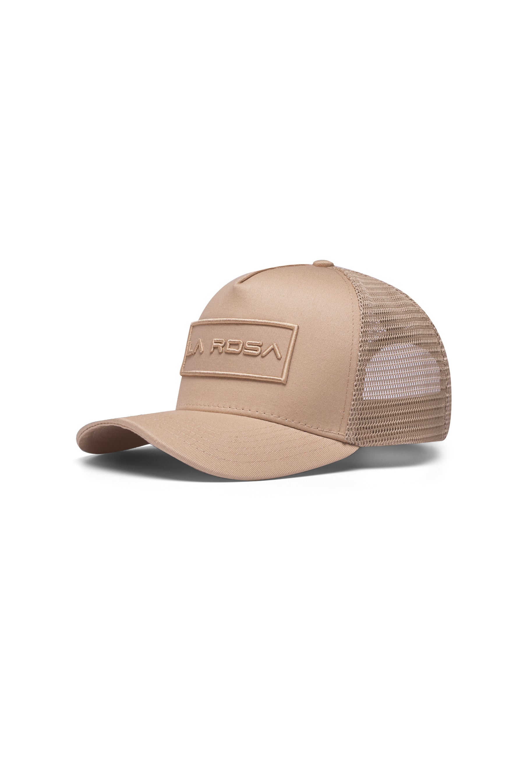 LA ROSA BADGE TRUCKER BASEBALL CAP - BEIGE