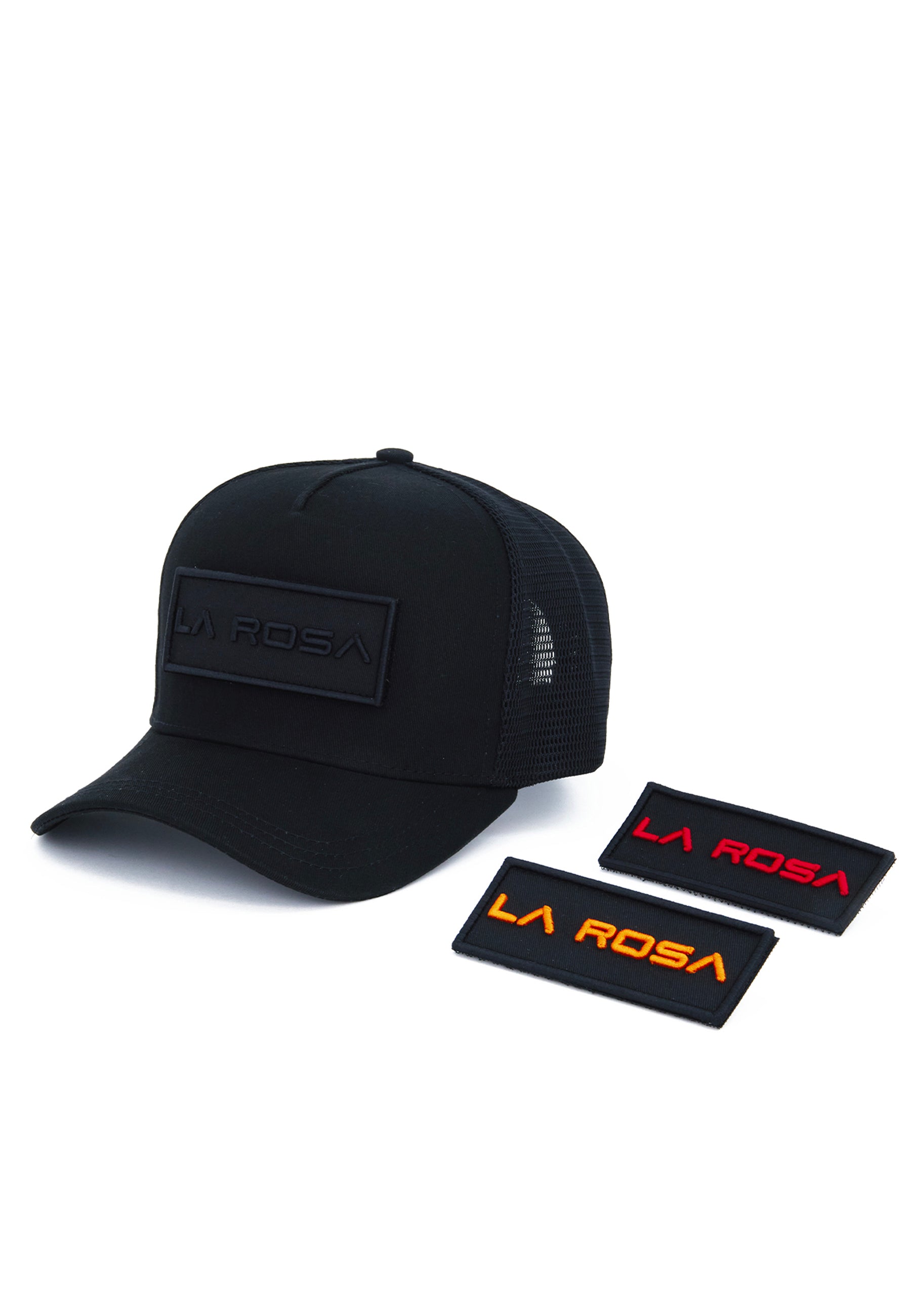 LA ROSA BADGE TRUCKER BASEBALL CAP - BLACK