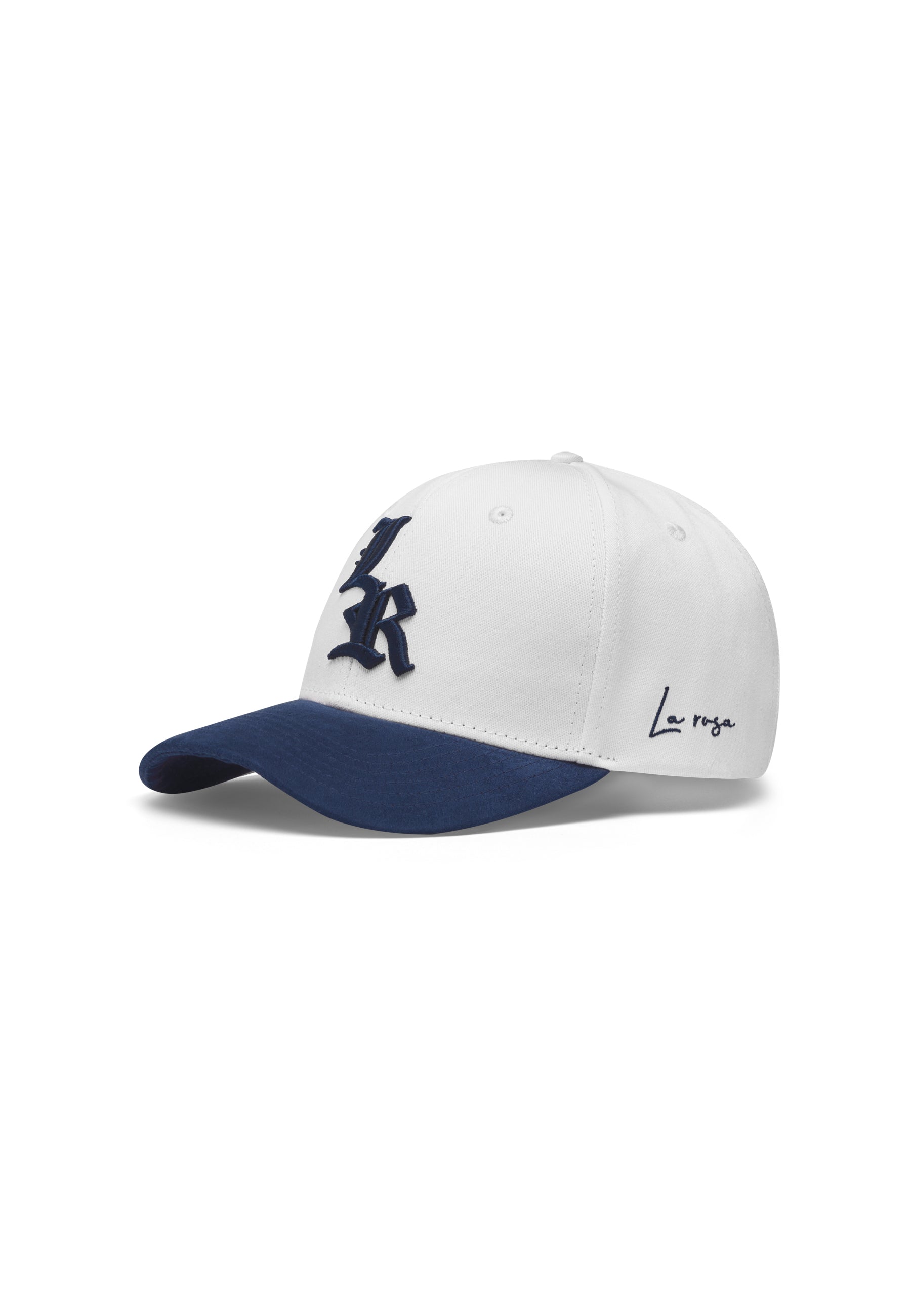LR BASEBALL CAP - OFF WHITE / NAVY BLUE SUEDE