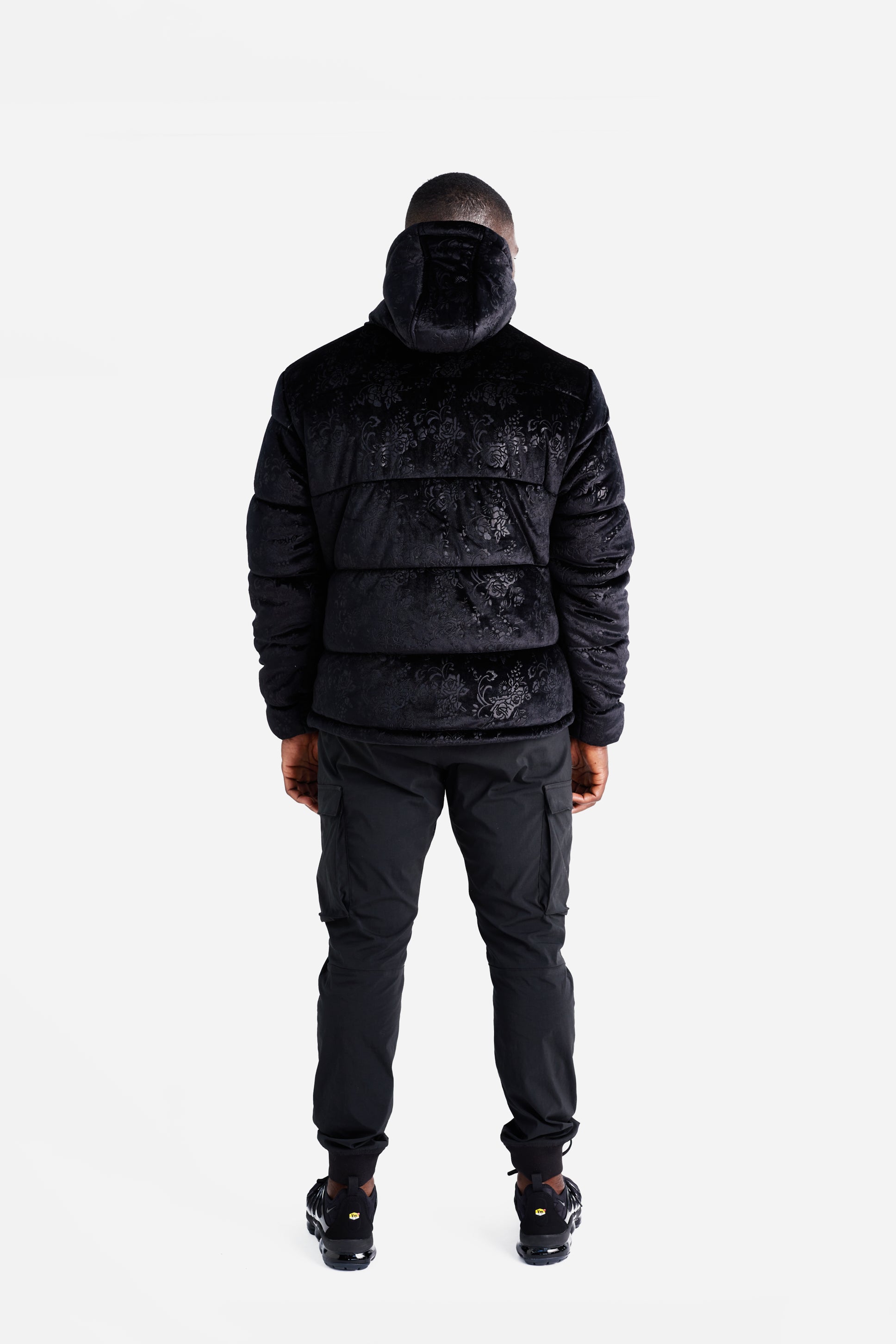 DOWN JACKET - All Black Velvet Pattern