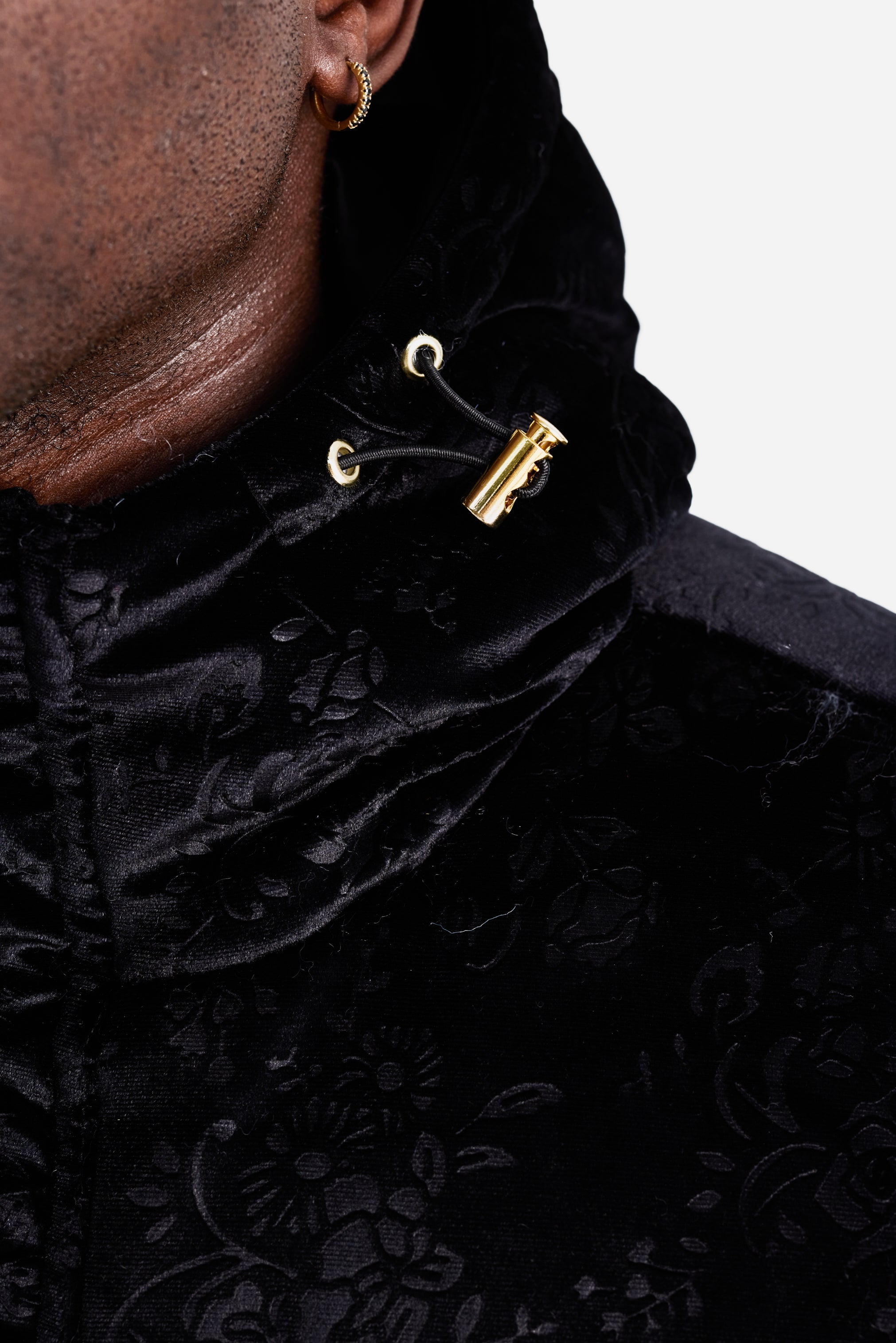 DOWN JACKET - All Black Velvet Pattern