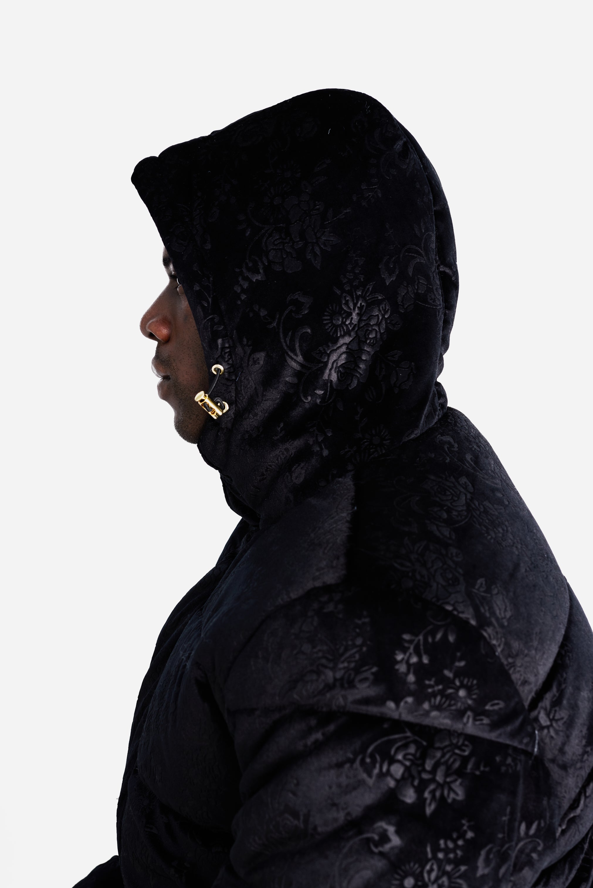 DOWN JACKET - All Black Velvet Pattern