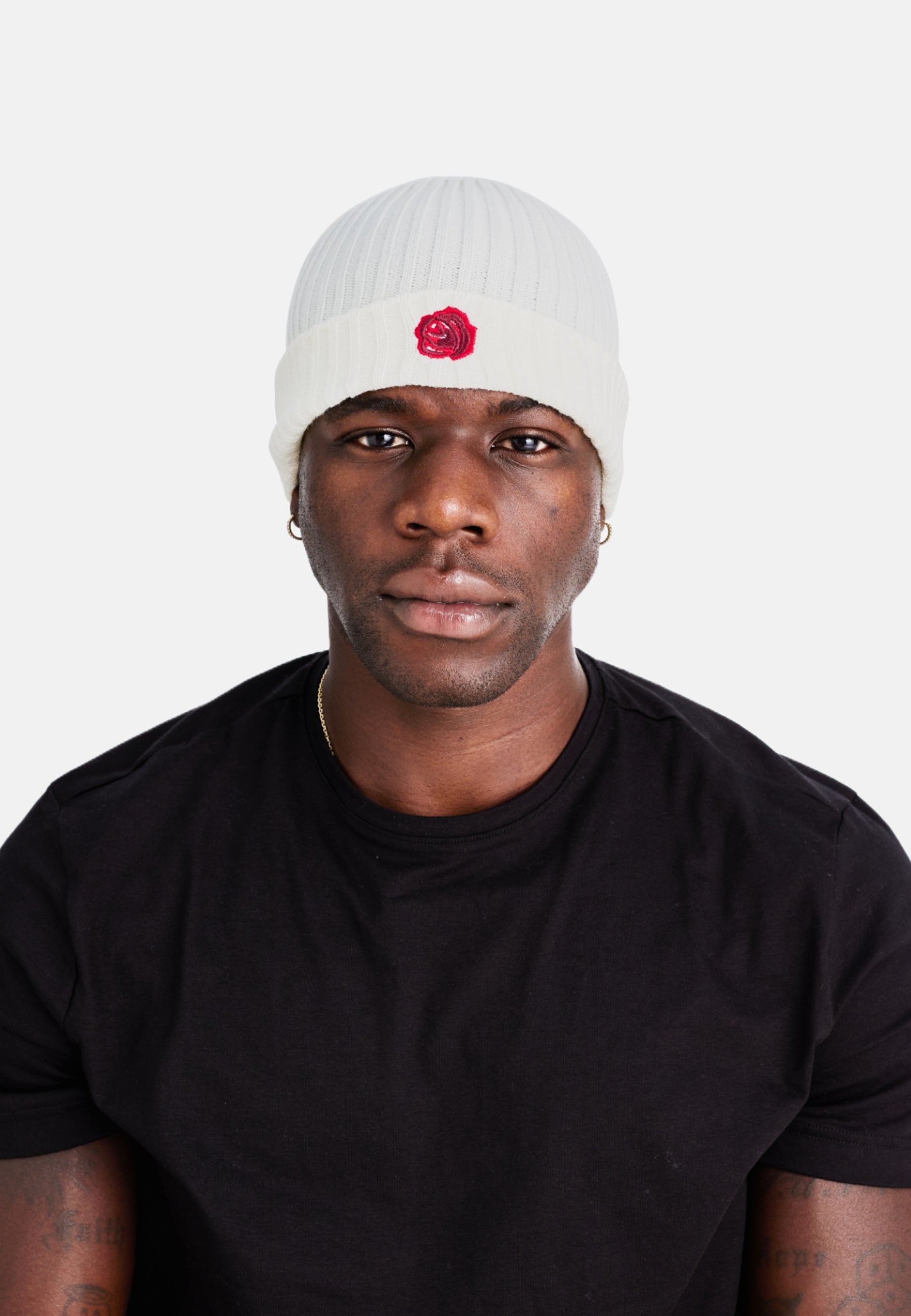 BEANIE 'ROSE WOOL' - HVID