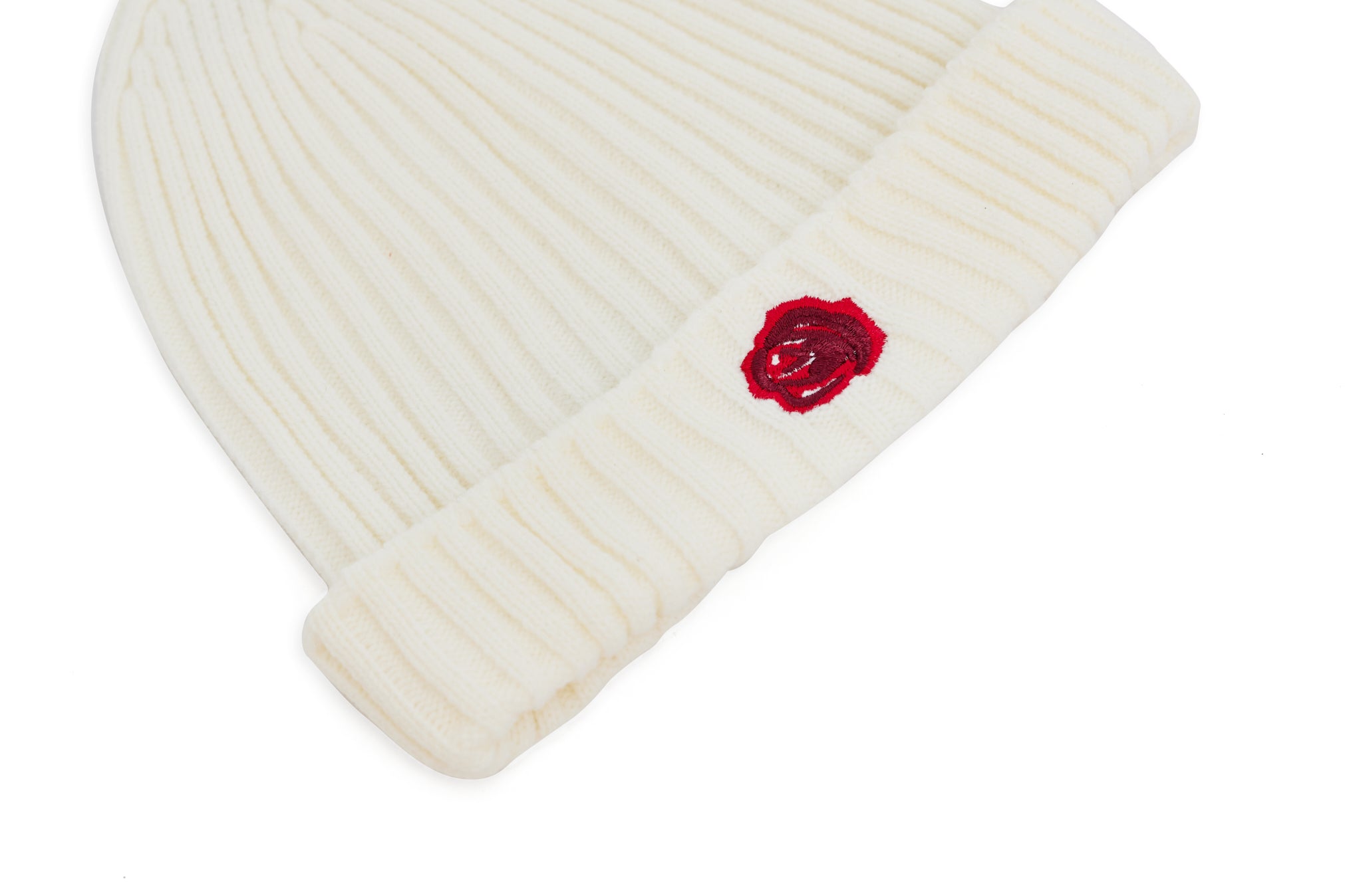 BEANIE 'ROSE WOOL' - HVID