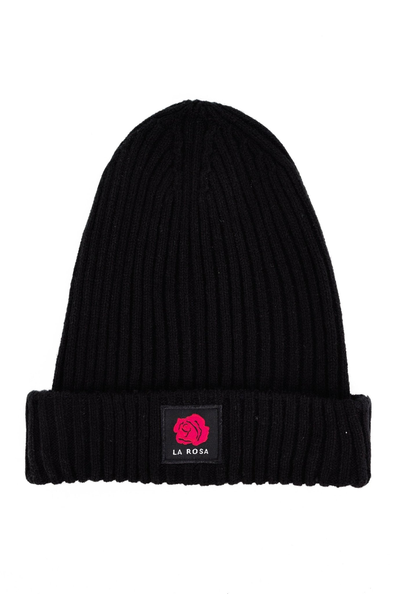 BEANIE 'ROSE WOOL WOVEN LOGO' - BLACK - LA ROSA