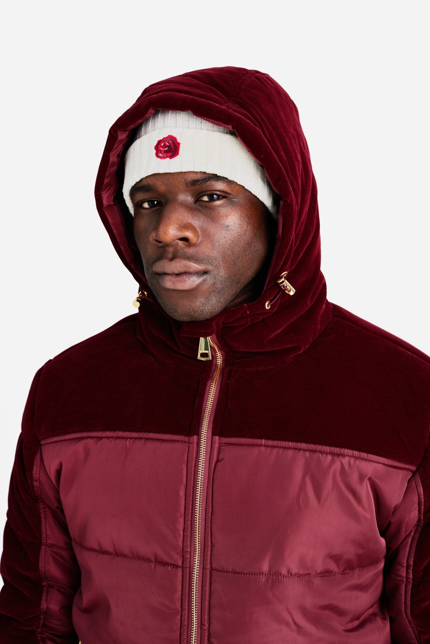 DOWN JACKET - Burgundy Velvet - LA ROSA