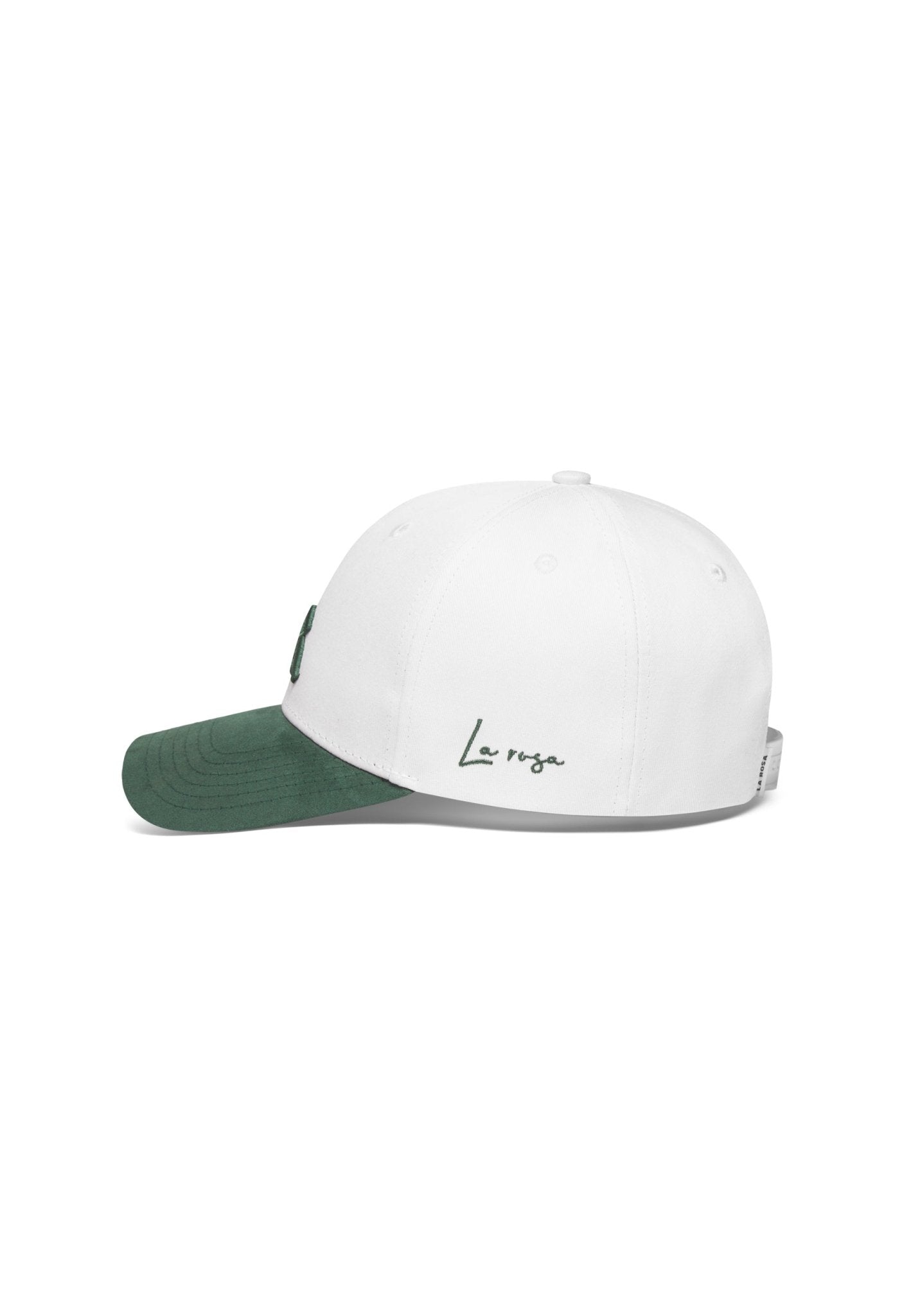 LA ROSA 'LR' BASEBALL CAP - OFF WHITE/GREEN SUEDE - LA ROSA