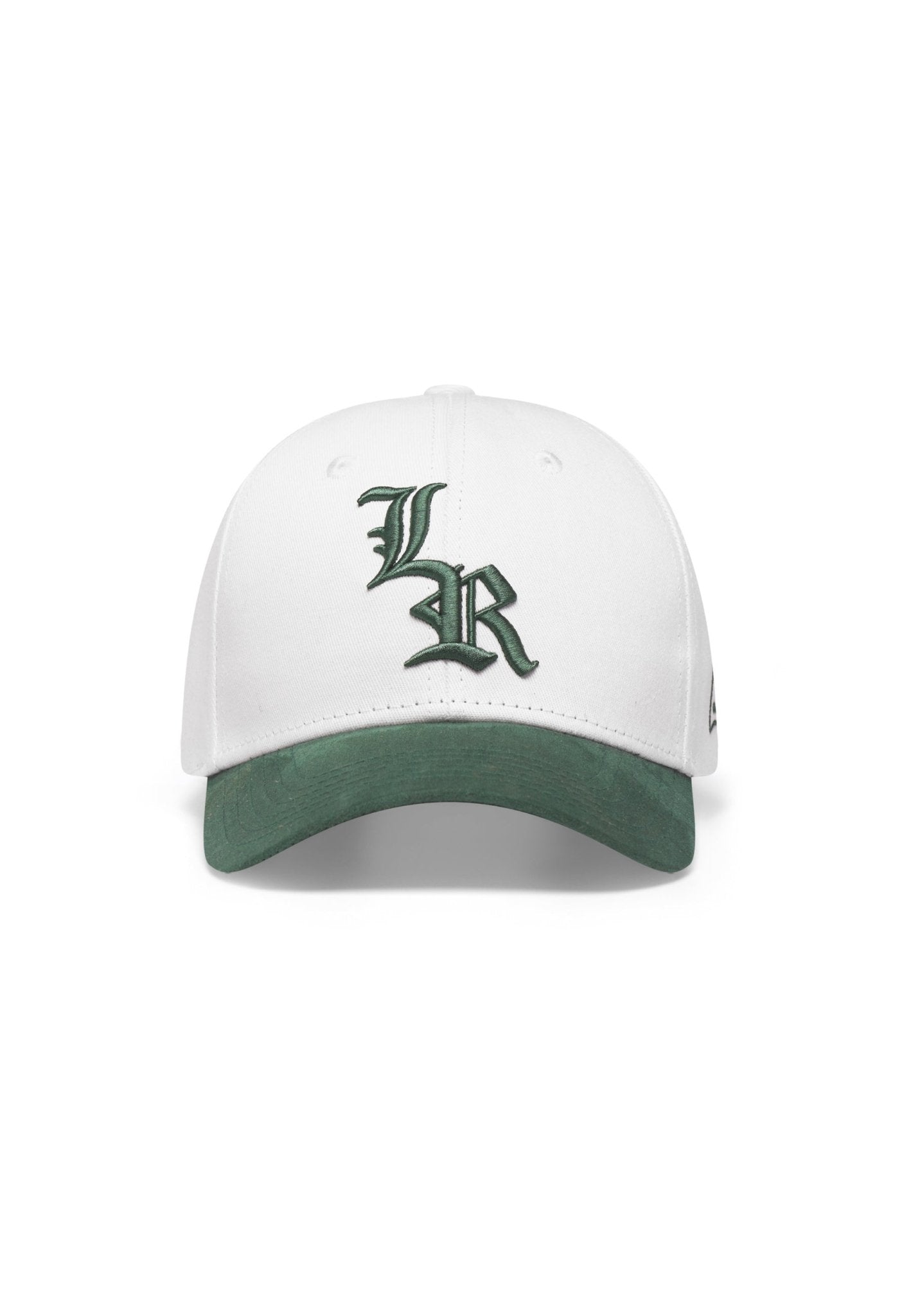 LA ROSA 'LR' BASEBALL CAP - OFF WHITE/GREEN SUEDE - LA ROSA