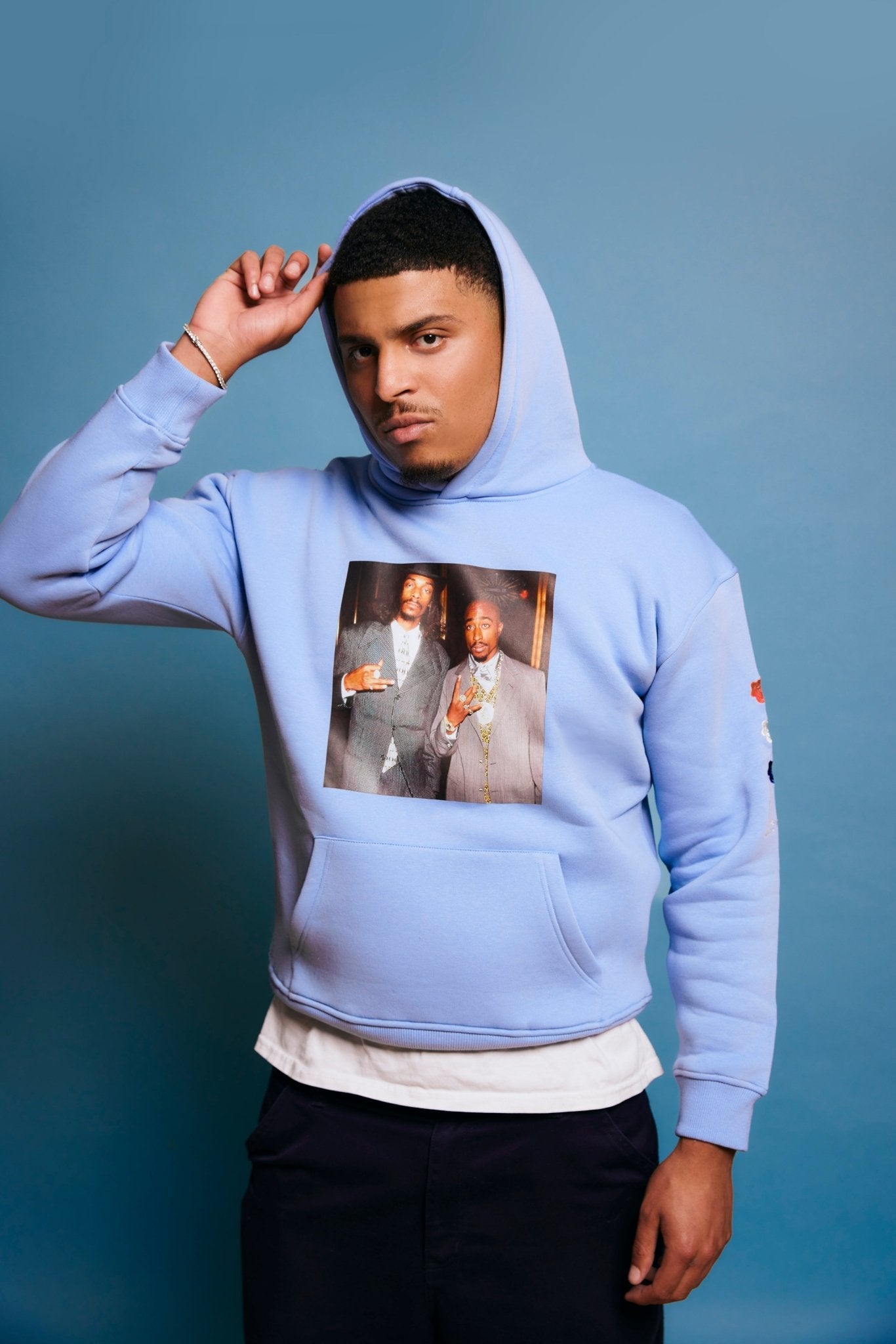 LA ROSA 'TUPAC x SNOOP' HOODIE - BABYBLUE - LA ROSA