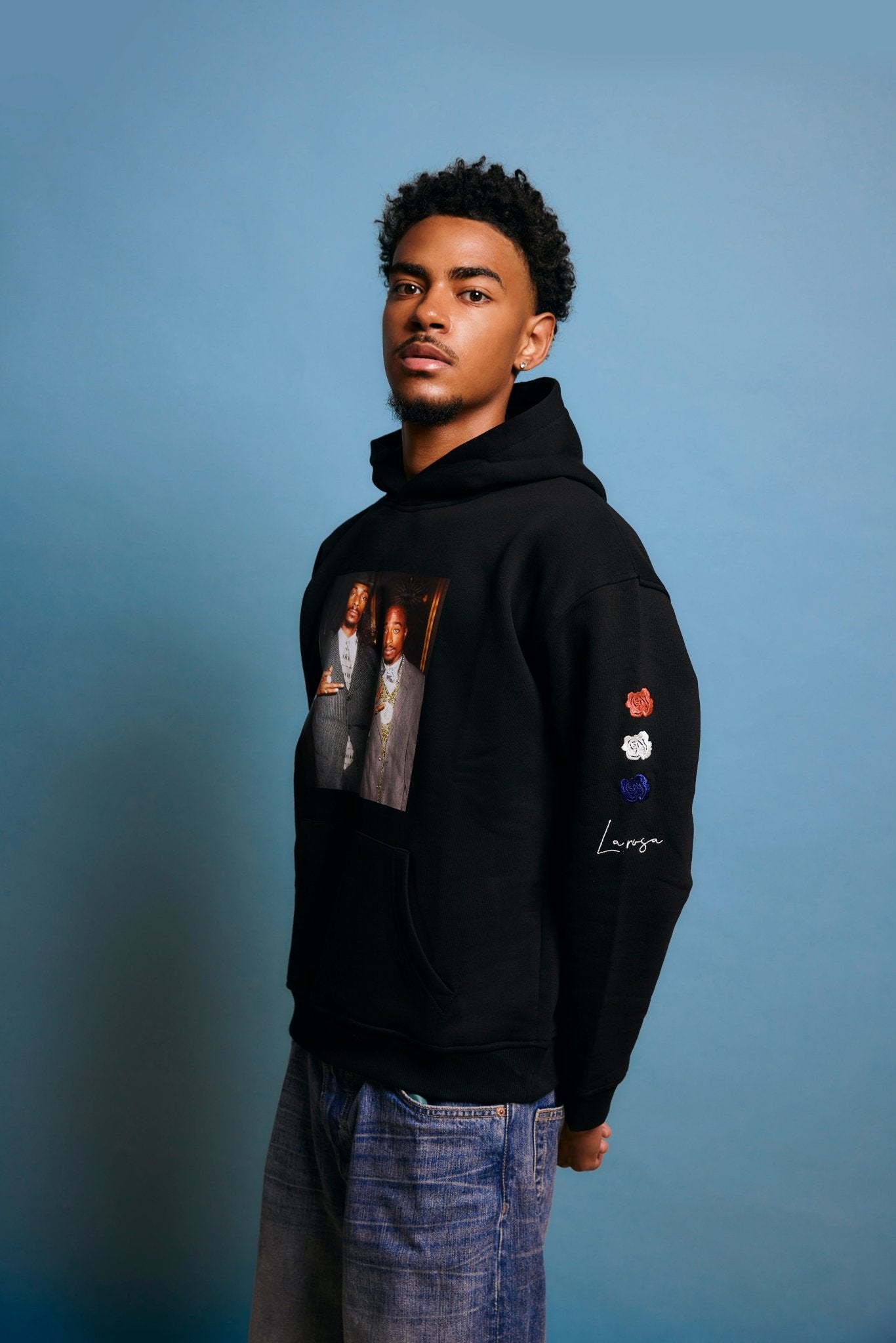 LA ROSA 'TUPAC x SNOOP' HOODIE - BLACK - LA ROSA
