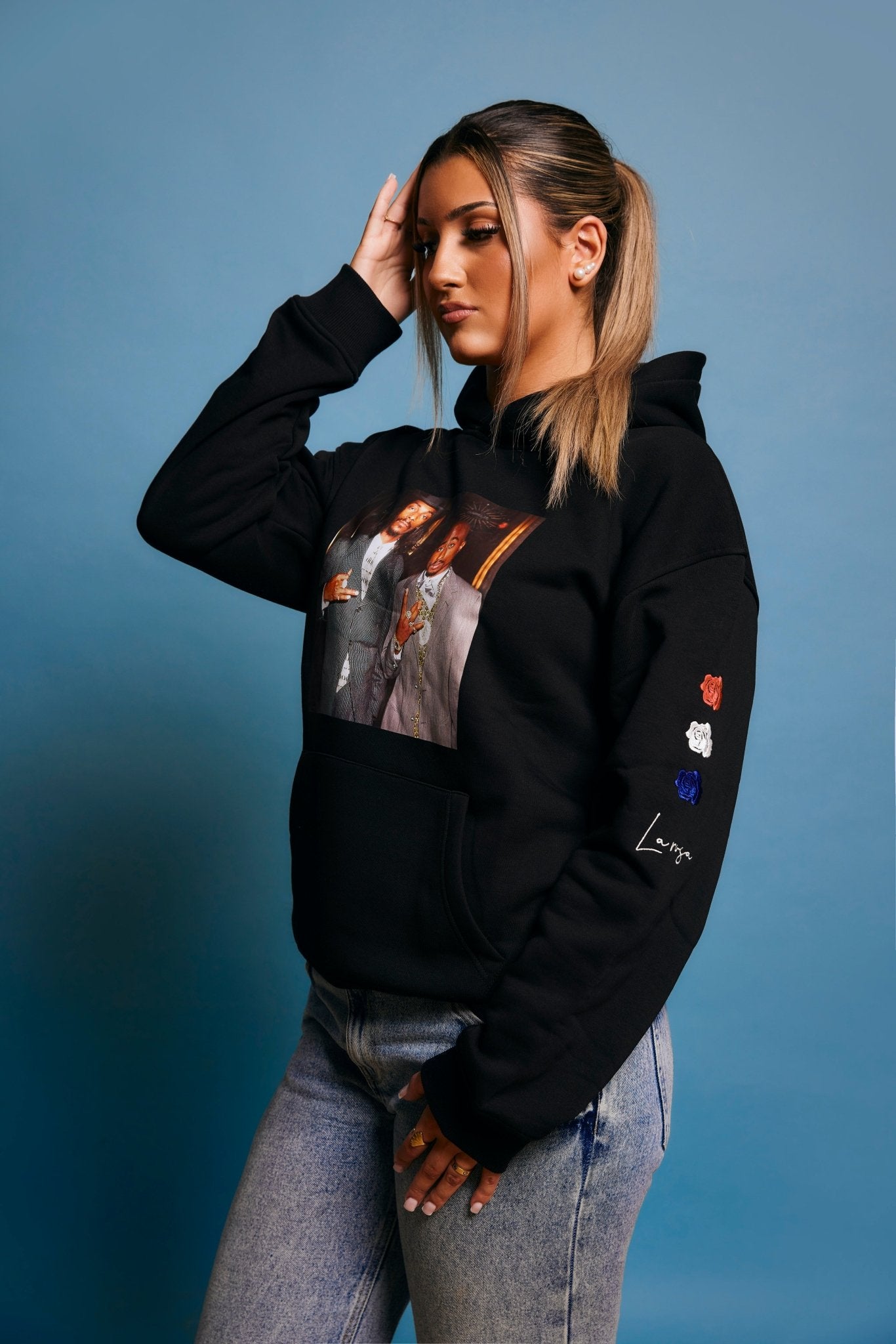 LA ROSA 'TUPAC x SNOOP' HOODIE - BLACK - LA ROSA