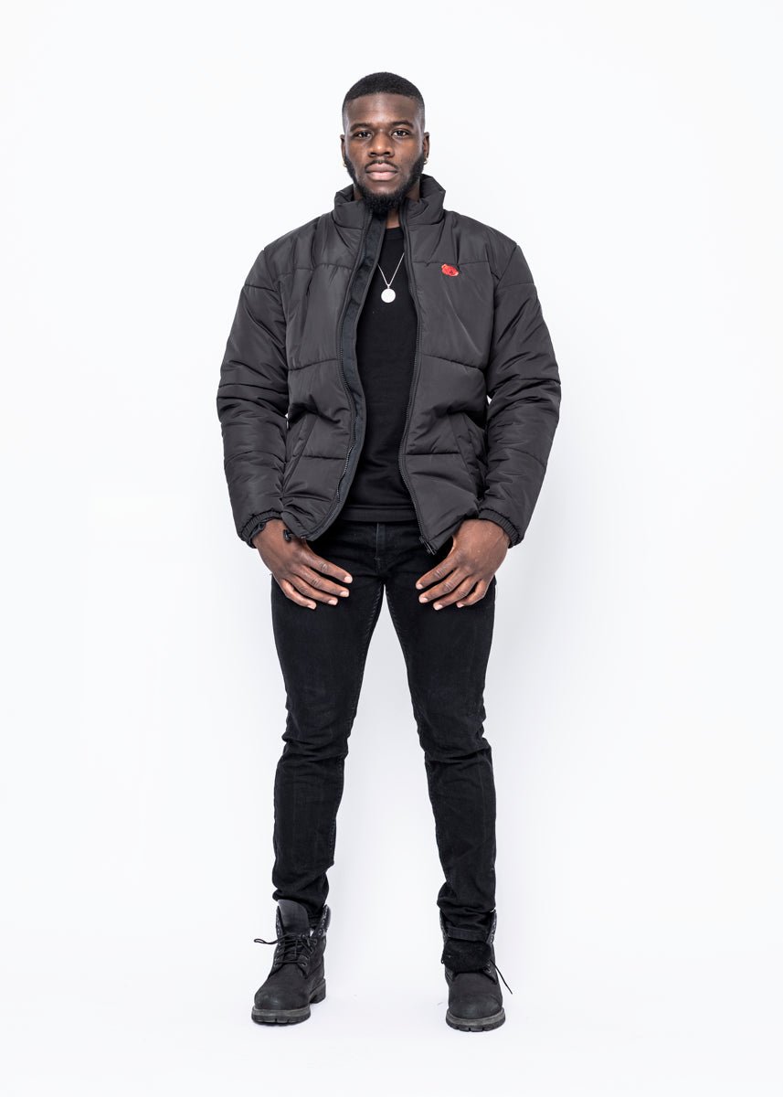 ROSE PUFFER JACKET - BLACK - LA ROSA