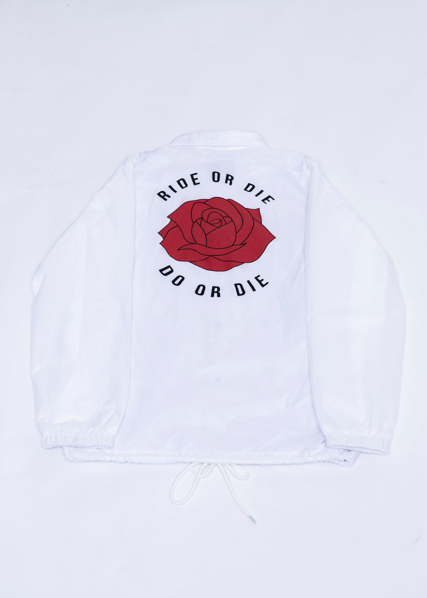 COACH JACKET - White 'RIDE OR DIE'