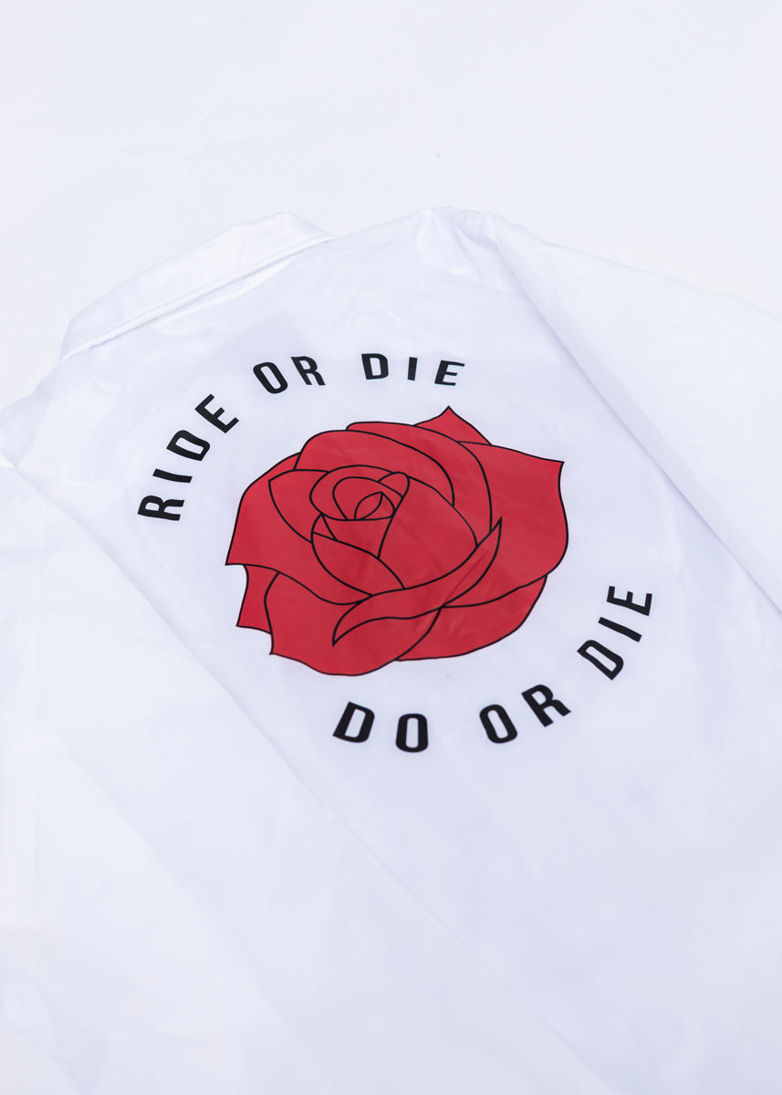 TRÆNERJAKKE - Hvid 'RIDE OR DIE'