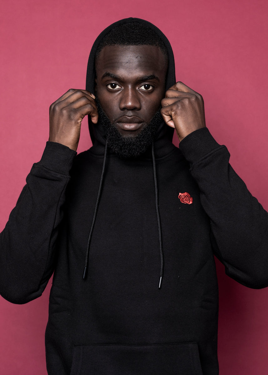 HOODIE - Sort Rose