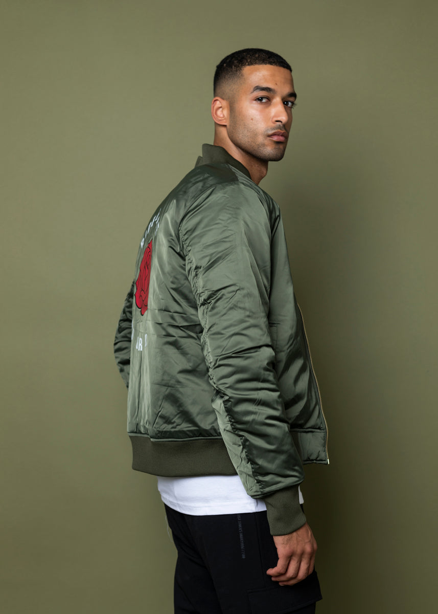 BOMBER JACKET - Green 'RIDE OR DIE'