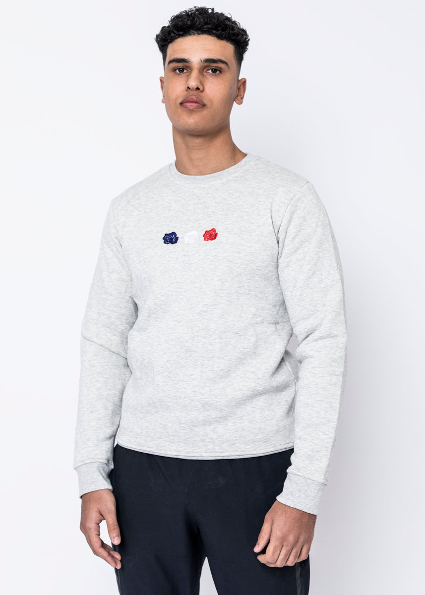 CREWNECK - TRIPLE ROSE GRÅ