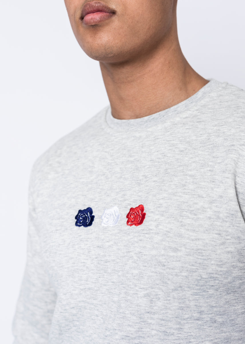 CREWNECK - TRIPLE ROSE GRÅ