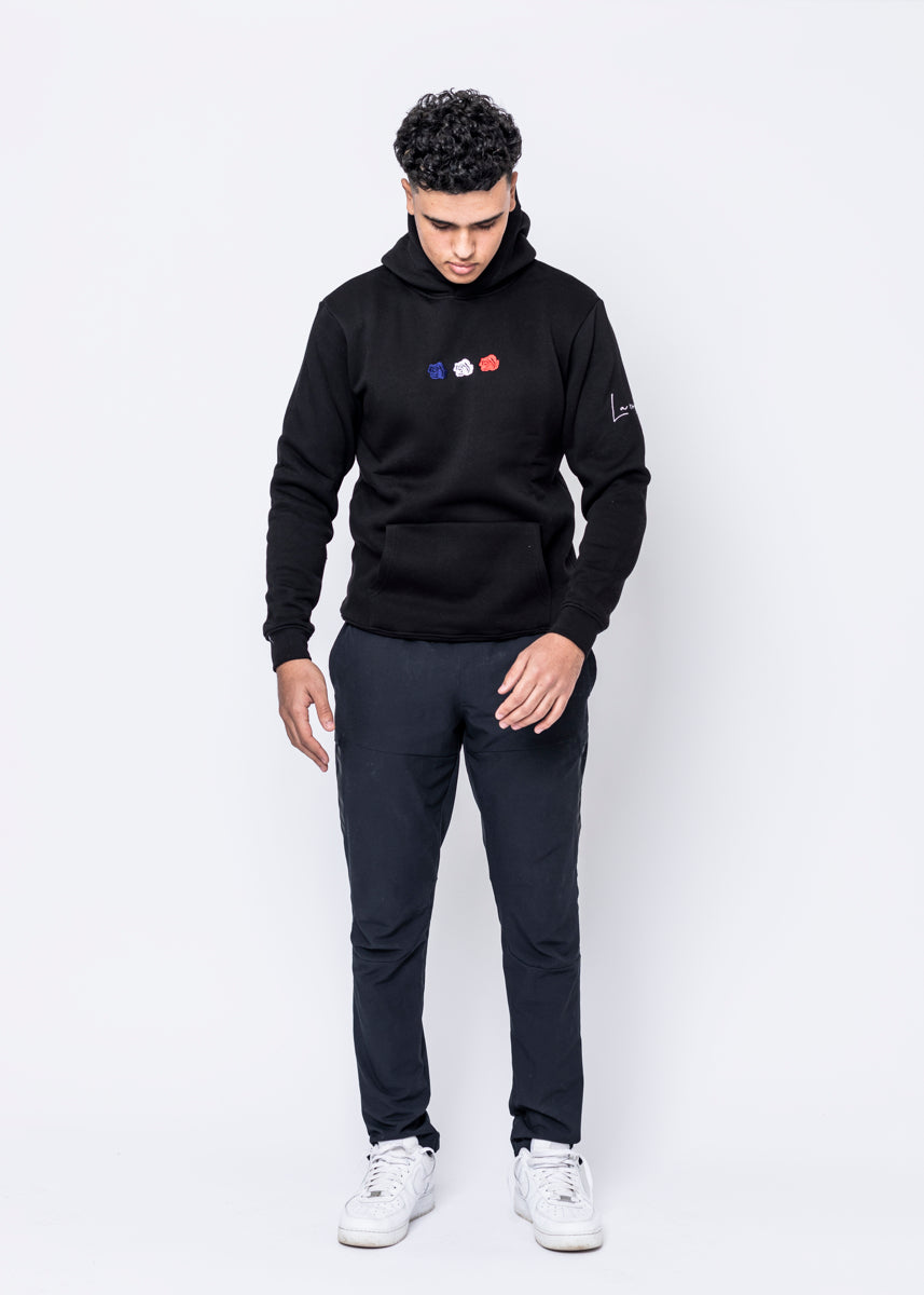 HOODIE - TRIPLE ROSE BLACK