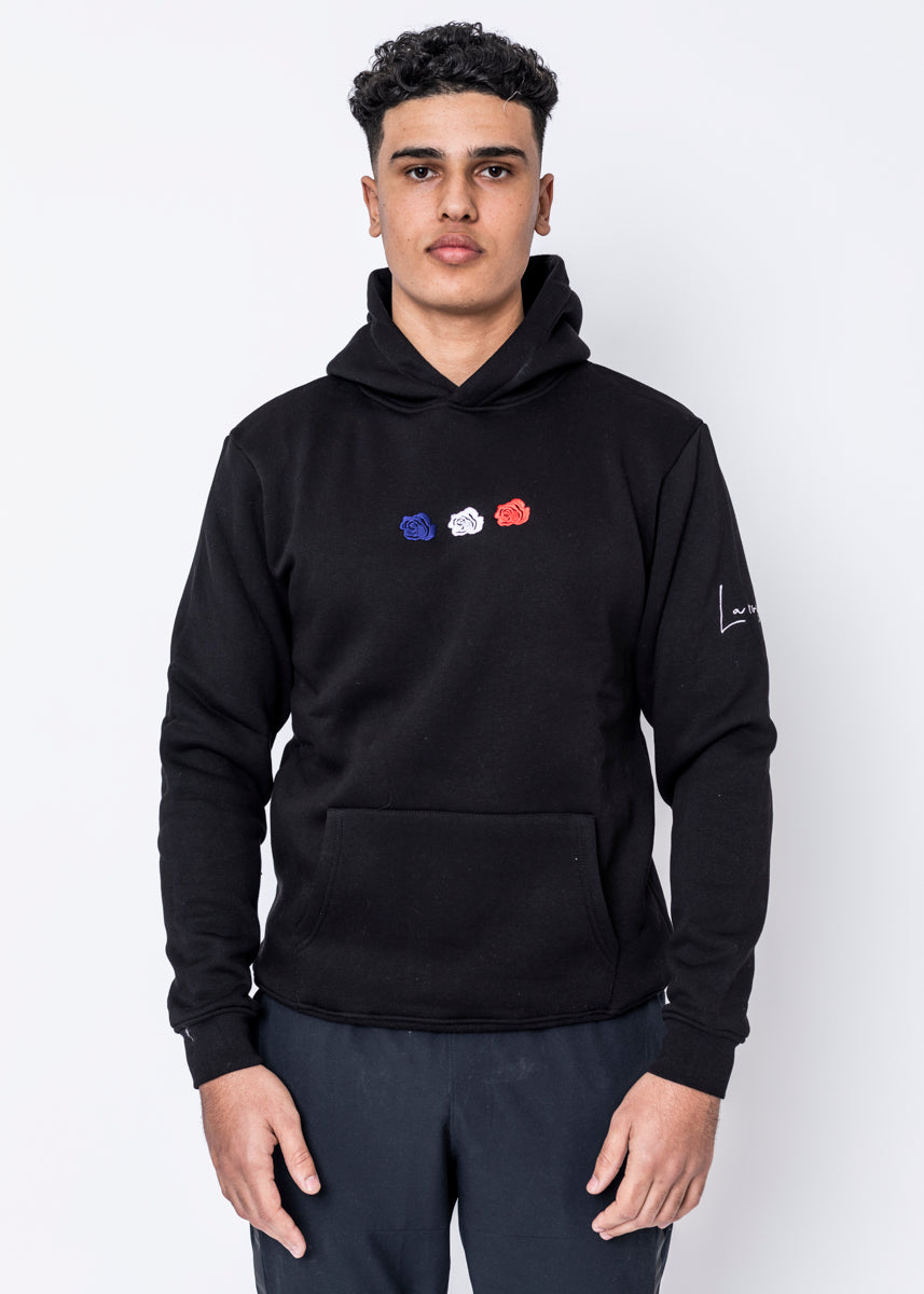 HOODIE - TRIPLE ROSE BLACK