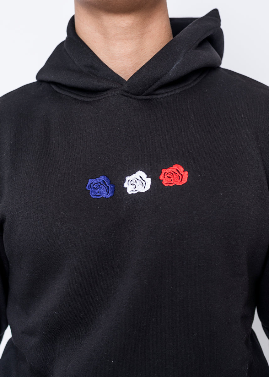 HOODIE - TRIPLE ROSE BLACK