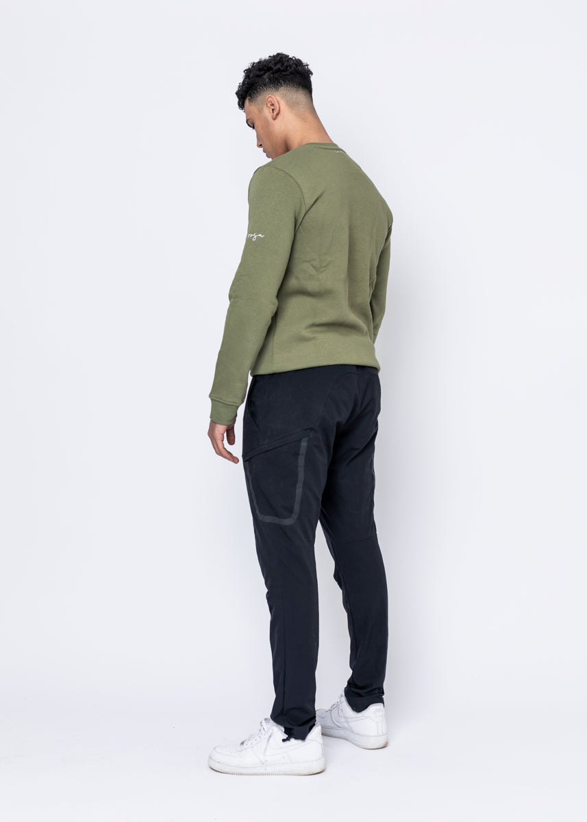CREWNECK - TRIPLE ROSE army green