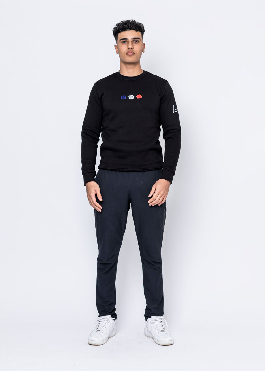 CREWNECK - TRIPLE ROSE BLACK