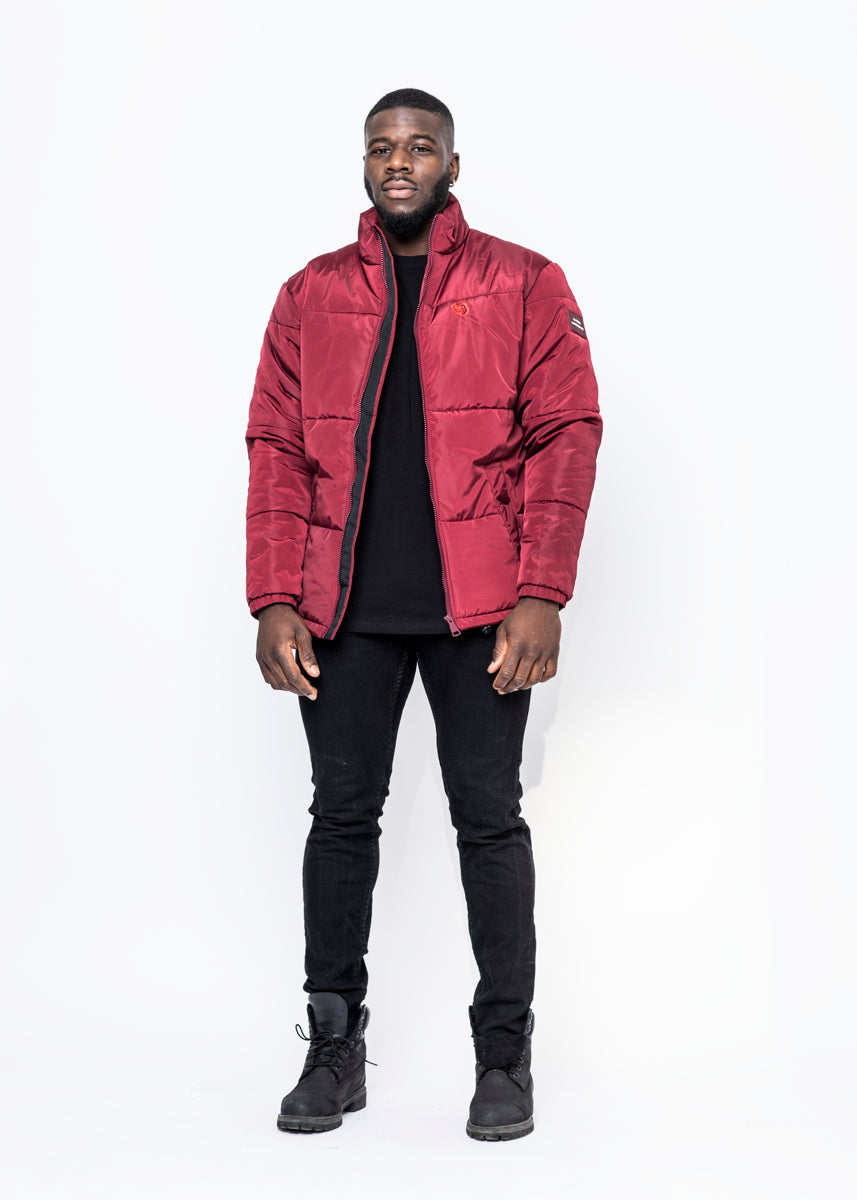 ROSE PUFFER JACKET - BURGUNDY