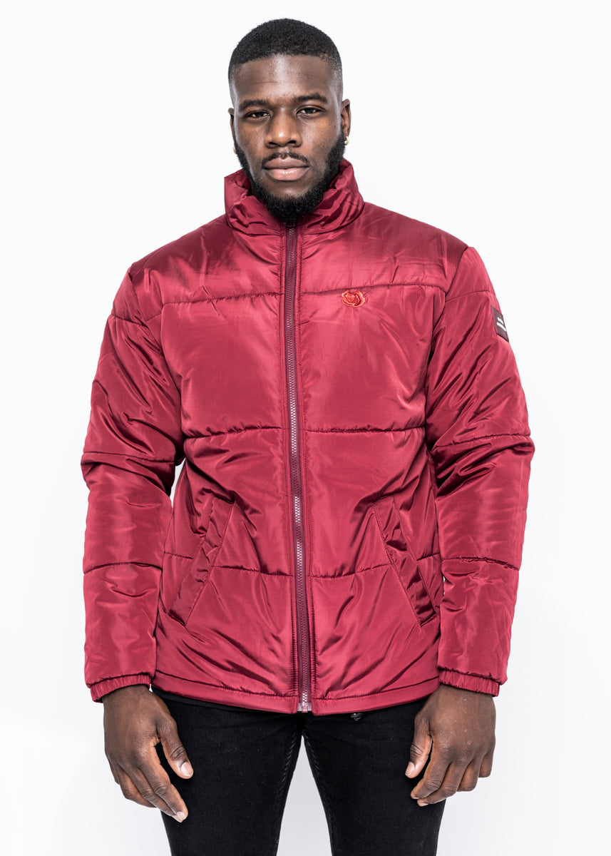 ROSE PUFFER JACKET - BURGUNDY