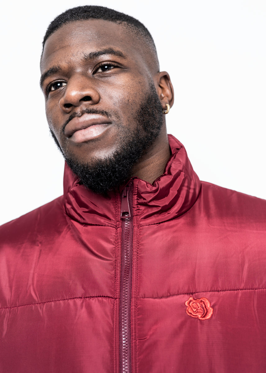 ROSE PUFFER JACKET - BURGUNDY