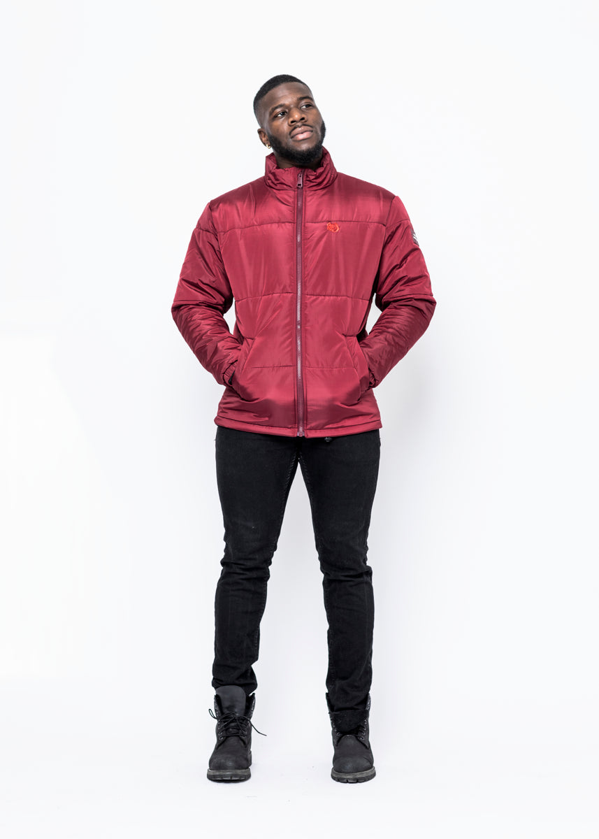 ROSE PUFFER JACKET - BURGUNDY