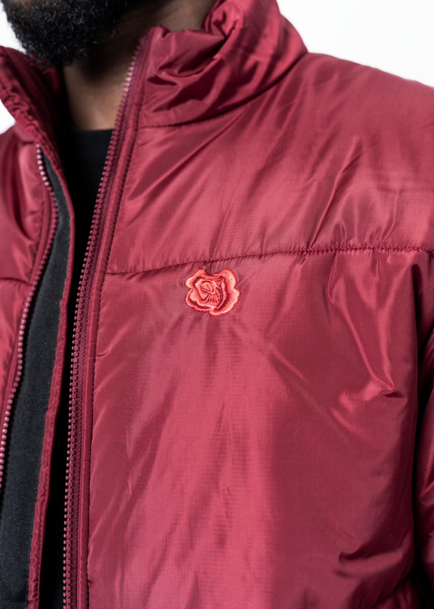 ROSE PUFFER JACKET - BURGUNDY