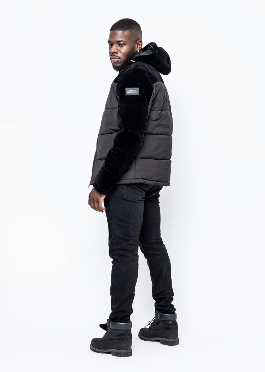 DOWN JACKET - BLACK VELVET GUN METAL ZIPPER