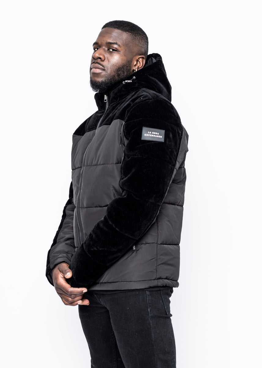 DOWN JACKET - BLACK VELVET GUN METAL ZIPPER