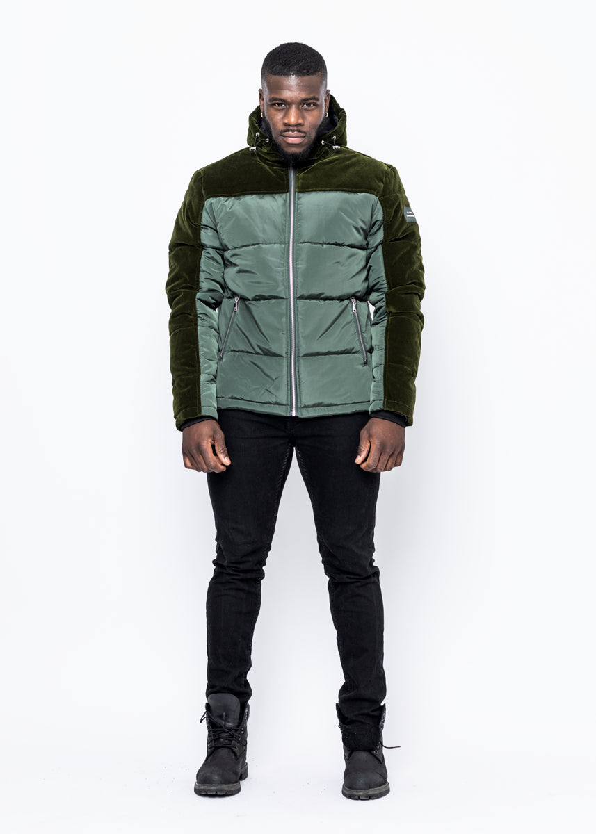 DOWN JACKET - ARMY GREEN VELVET