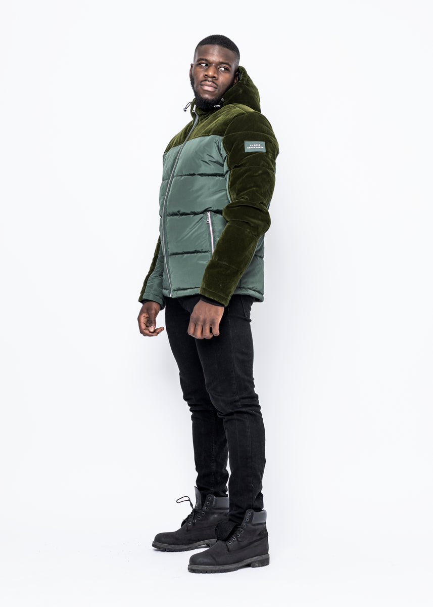 DOWN JACKET - ARMY GREEN VELVET