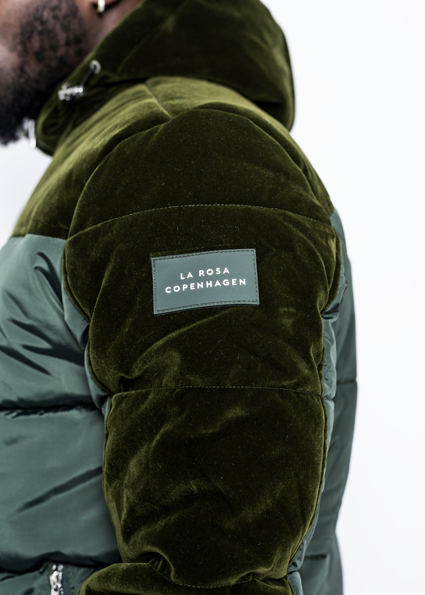 DOWN JACKET - ARMY GREEN VELVET