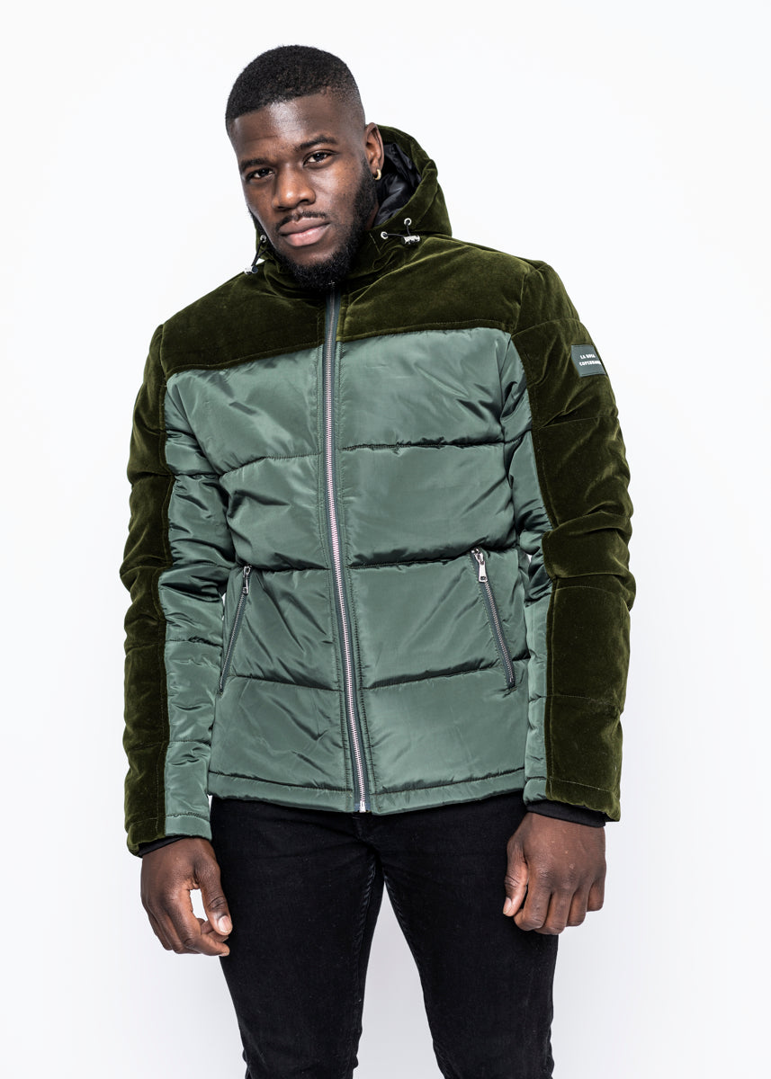 DOWN JACKET - ARMY GREEN VELVET