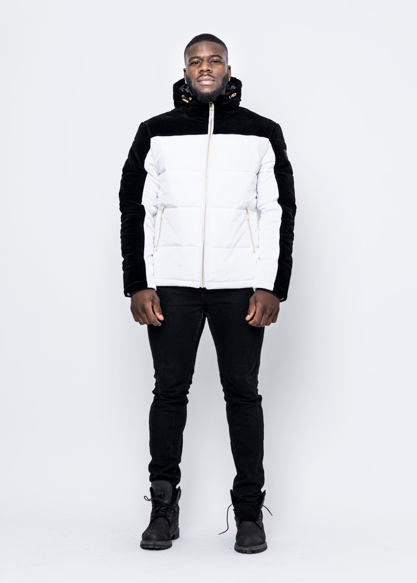 DOWN JACKET - WHITE/BLACK VELVET