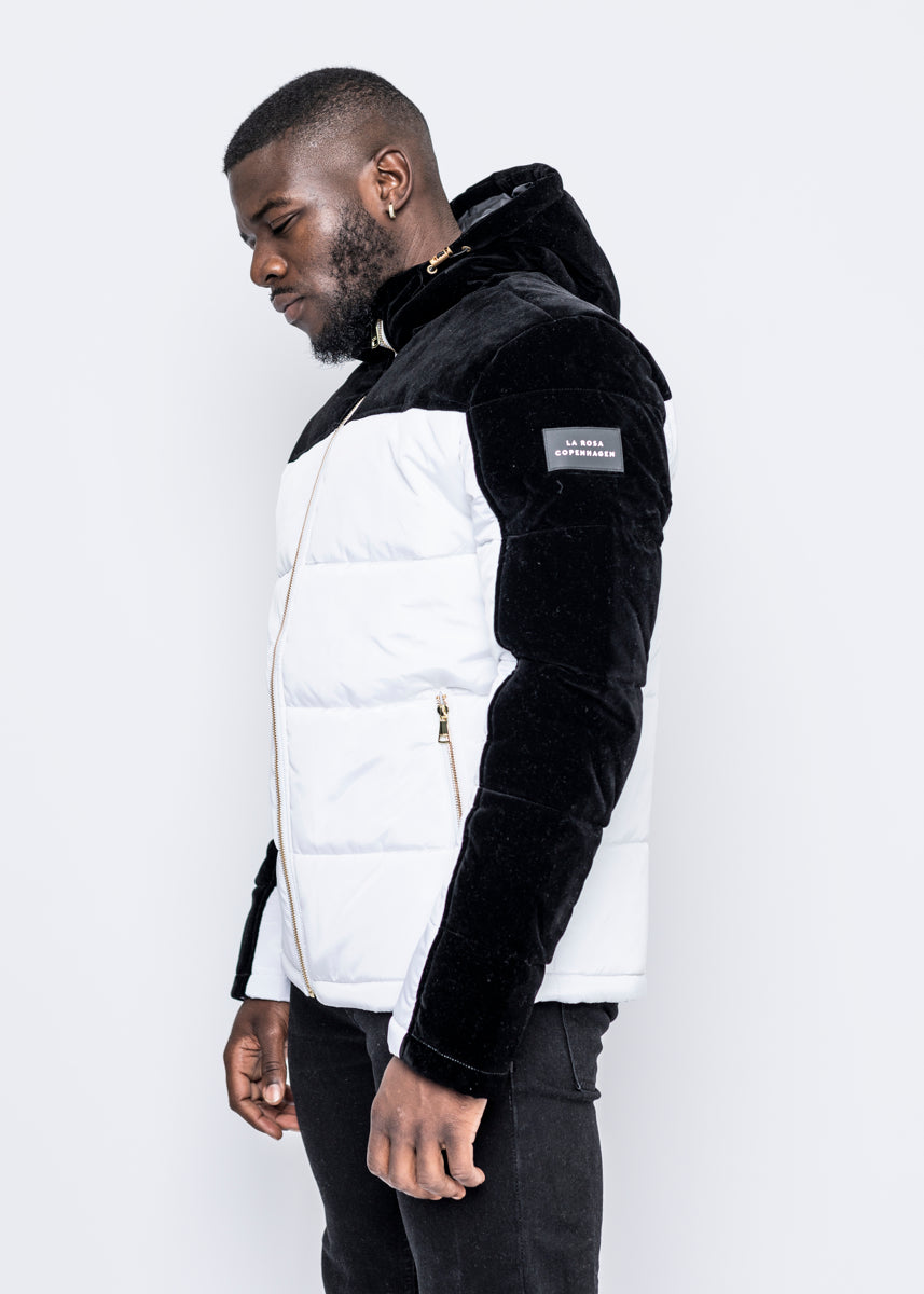 DOWN JACKET - WHITE/BLACK VELVET