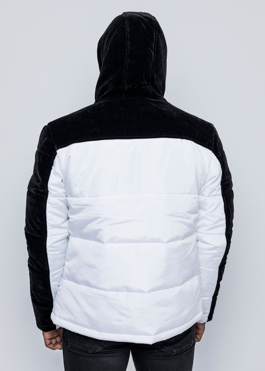 DOWN JACKET - WHITE/BLACK VELVET