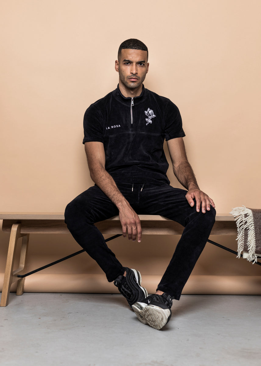TRACKSUIT 'VELVET BIG ROSE TRACKSUIT' - SORT