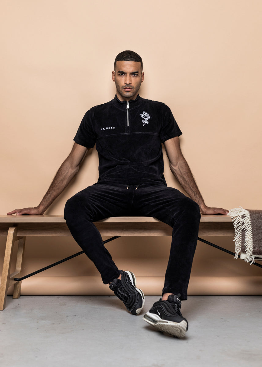 TRACKSUIT 'VELVET BIG ROSE TRACKSUIT' - SORT