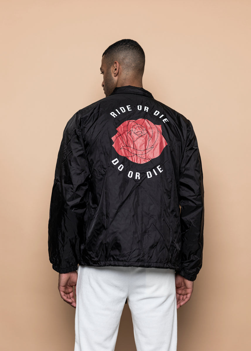 COACH JACKET - Black 'RIDE OR DIE'