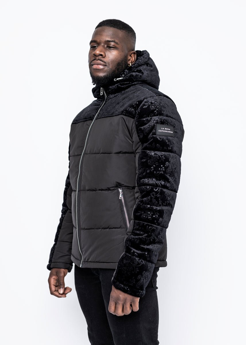 DOWN JACKET - BLACK VELVET PATTERN - LA ROSA