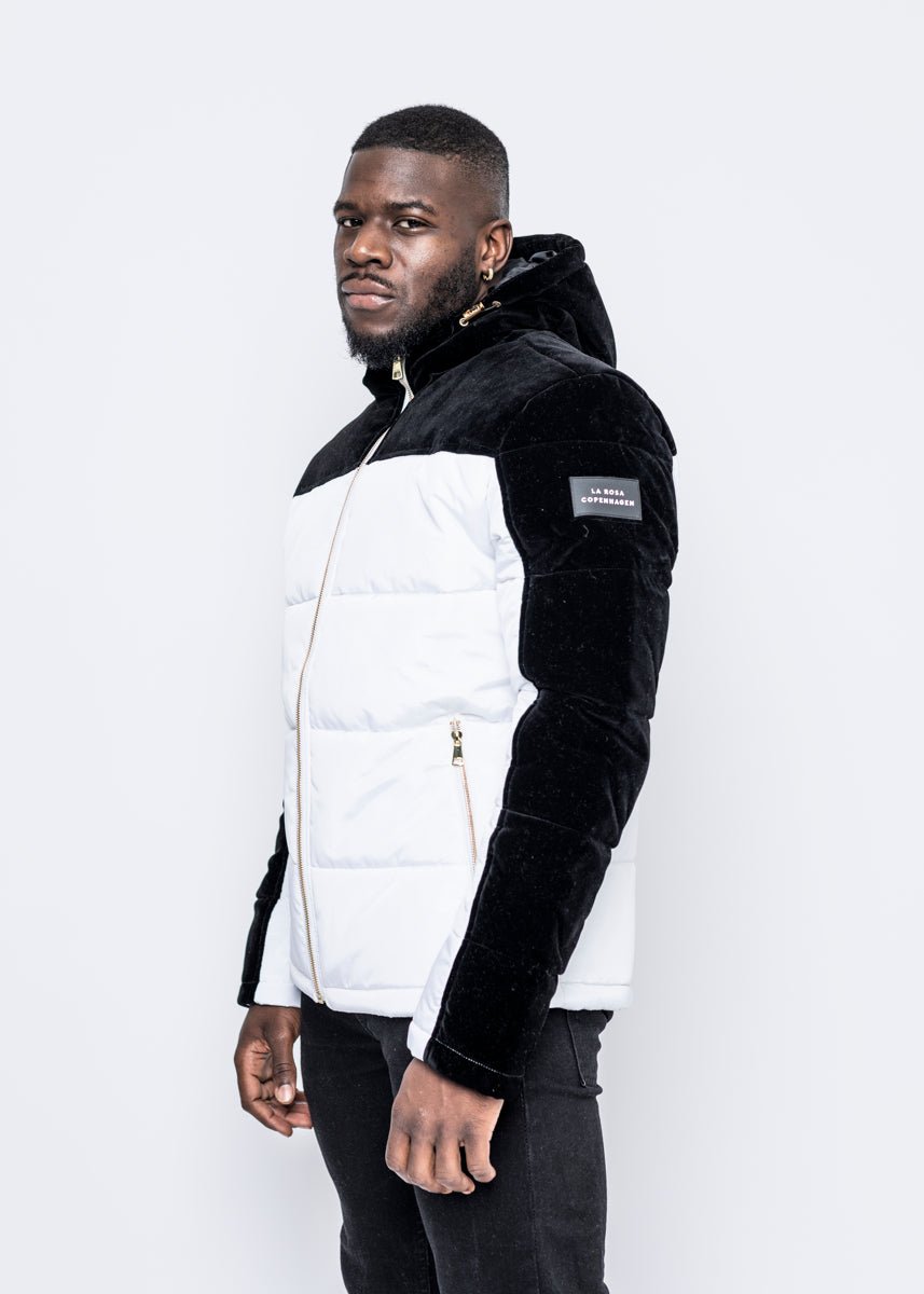 DOWN JACKET - WHITE/BLACK VELVET - LA ROSA