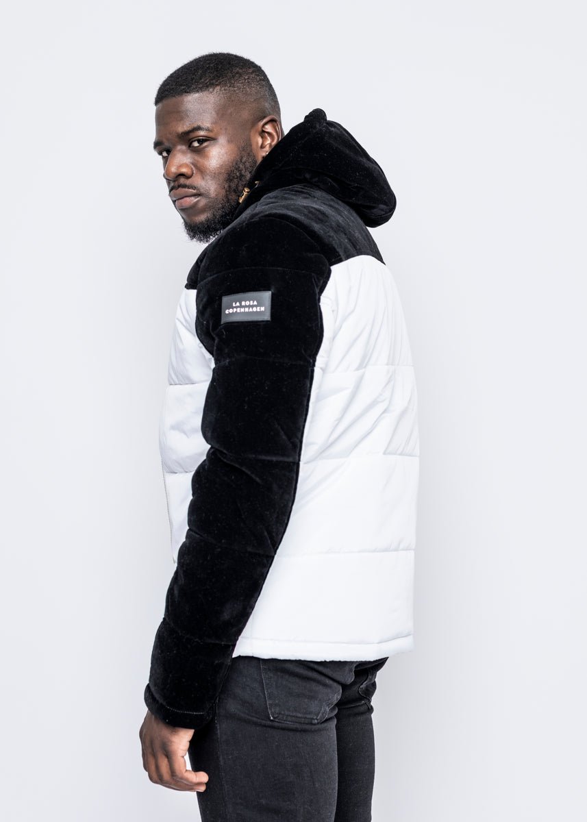 DOWN JACKET - WHITE/BLACK VELVET - LA ROSA
