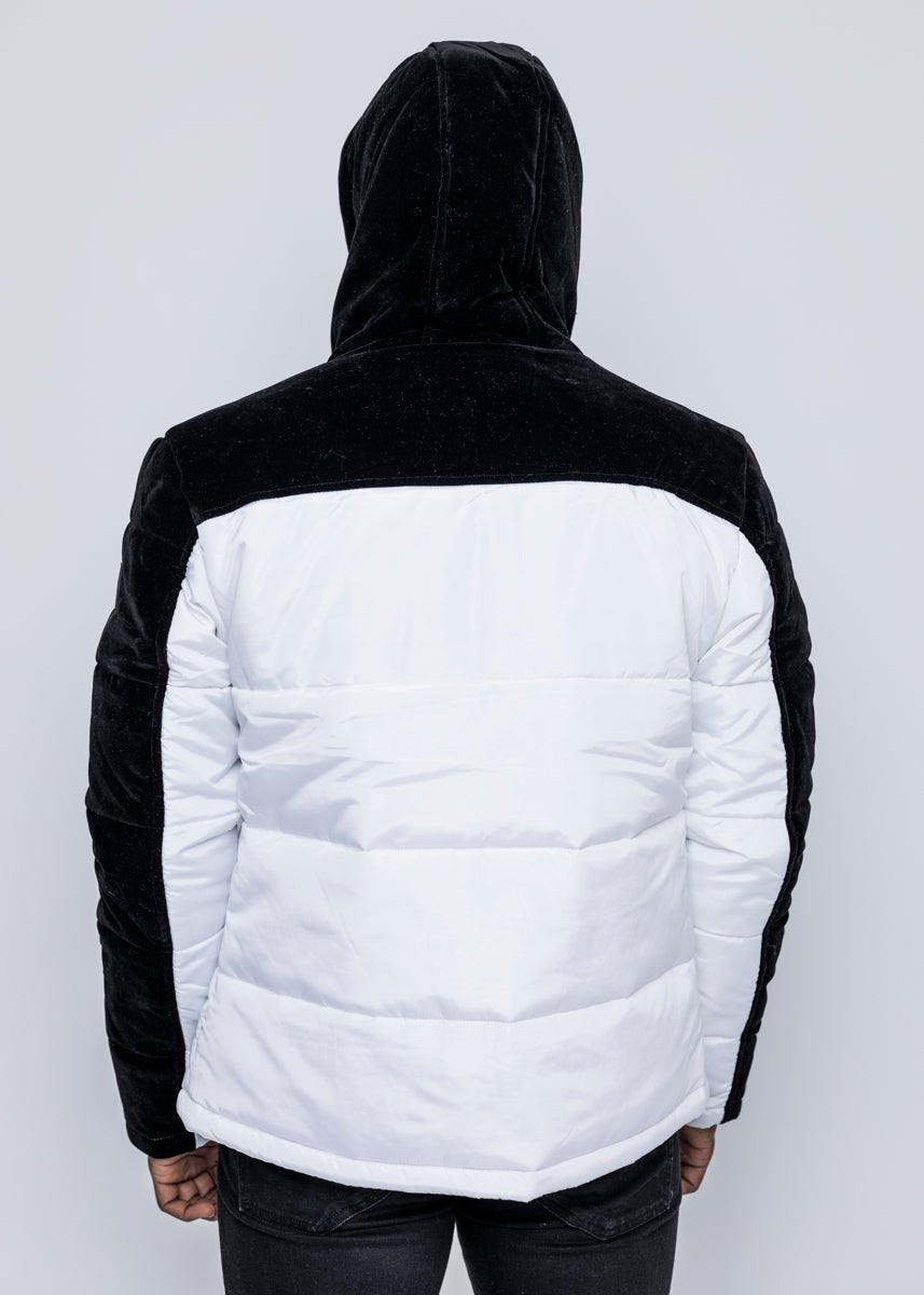 DOWN JACKET - WHITE/BLACK VELVET - LA ROSA